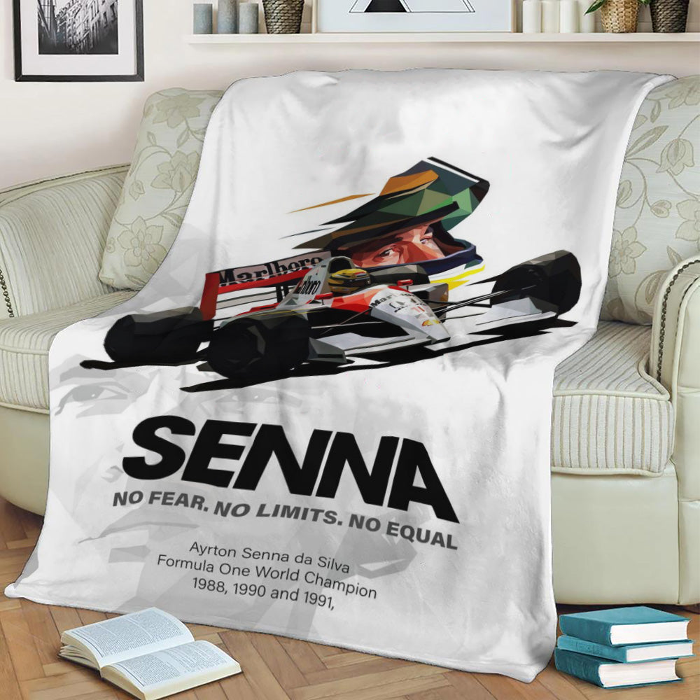 Ayrton Senna Low Poly Fleece Throw Blanket