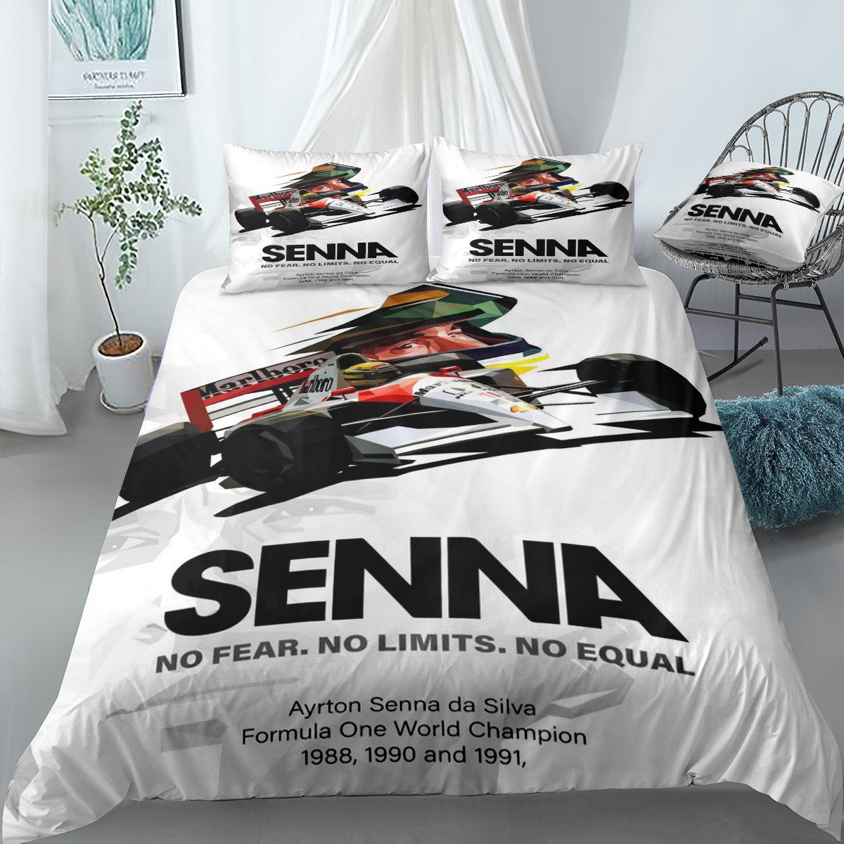 Ayrton Senna Low Poly Bedding Set (Duvet Cover & Pillow Shams)