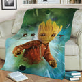 Baby Groot in Space Fleece Throw Blanket