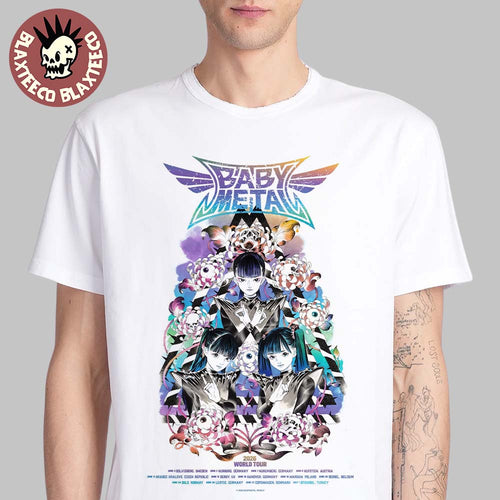 Babymetal World Tour 2026 UK And EU Merch Poster Schedule Dates Art By Peach MoMoKo T-Shirt