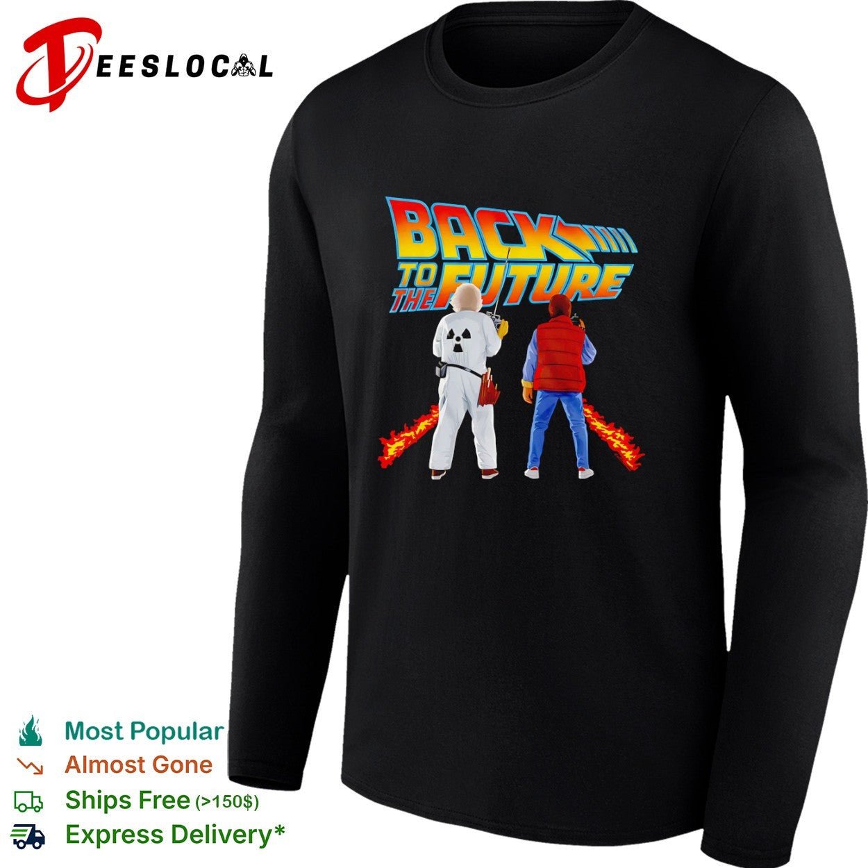 Back to the Future Marty McFly and Doc Brown Retro Movie Film Fan Art Shirt