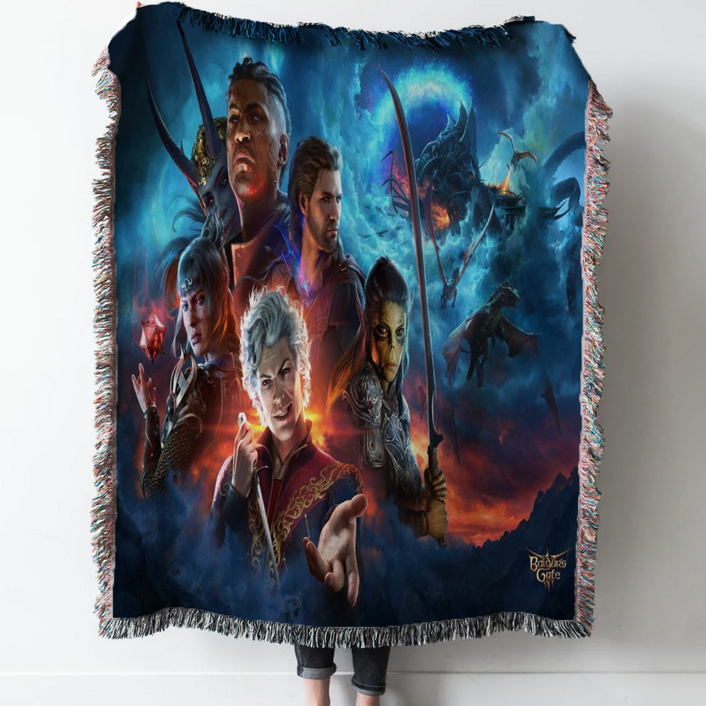 Baldur’s Gate 3 Key Art Woven Tapestry Throw Blanket with Fringe