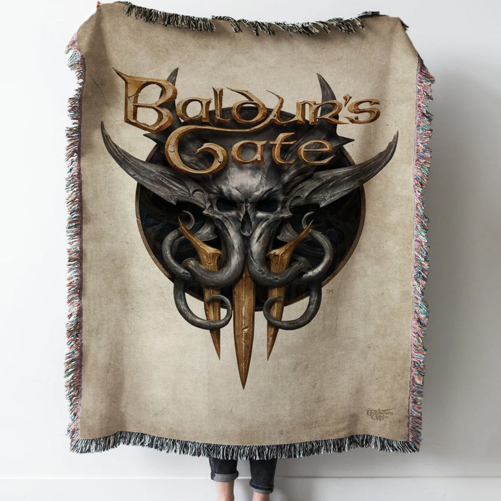 Baldur’s Gate 3 Logo Woven Tapestry Throw Blanket with Fringe