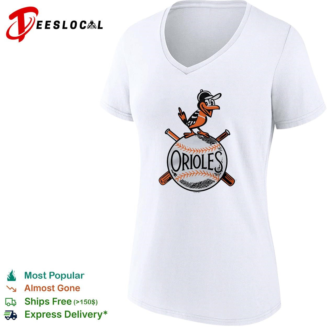 Baltimore Orioles vintage bird perched on baseball logo shirt