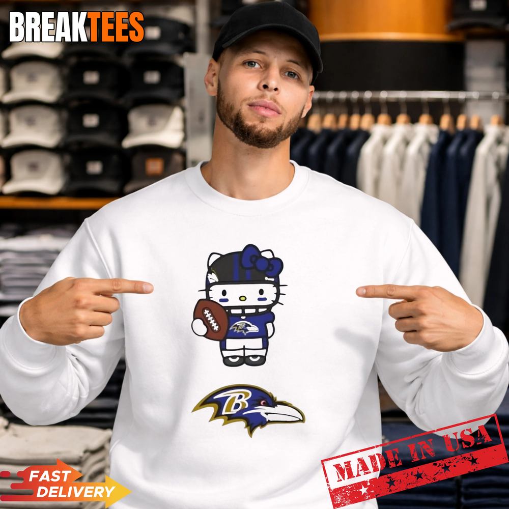 Baltimore Ravens Football x Hello Kitty Anime T-Shirt