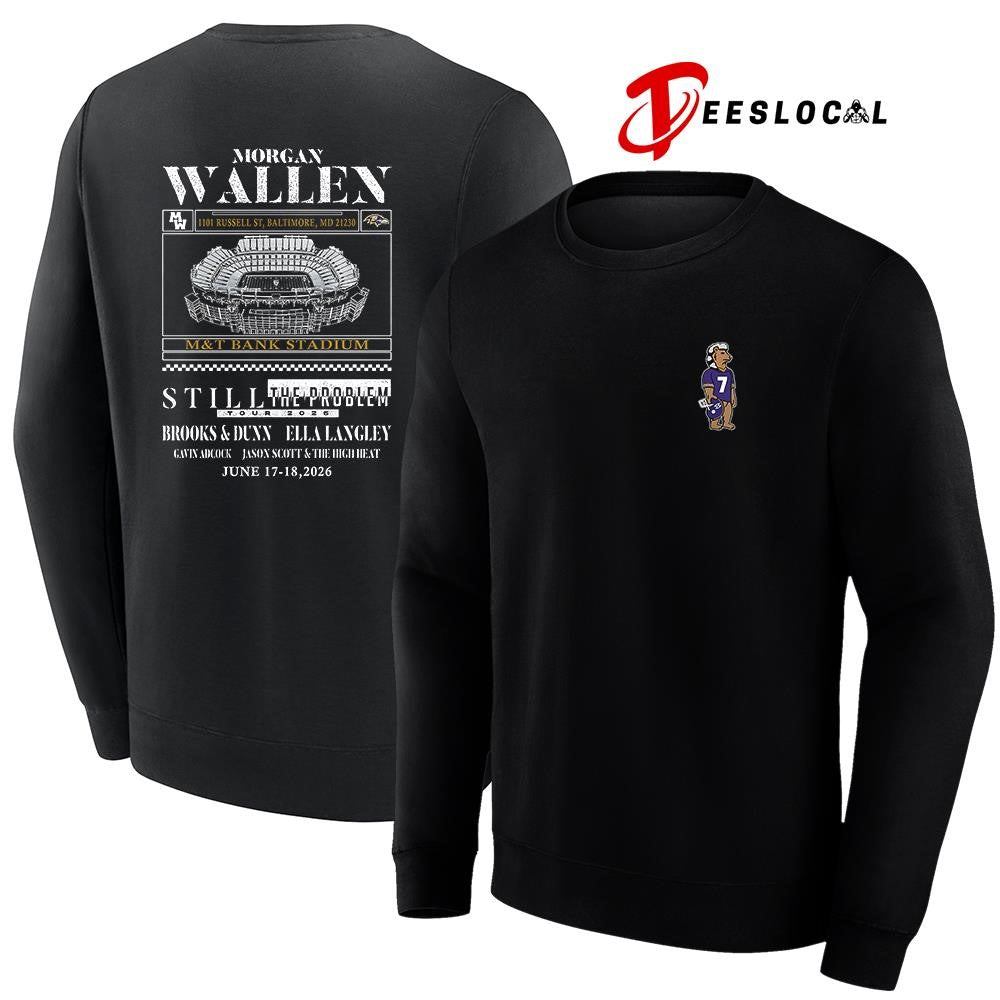 Baltimore Ravens x Morgan Wallen Still the Problem tour Brooks and Dunn Ella Langley stadium shirt
