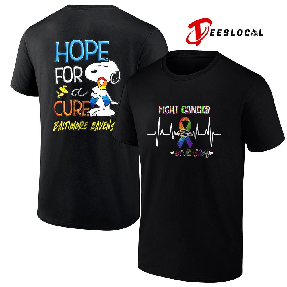 Baltimore Ravens x Peanuts Snoopy fight cancer in all colors hope for a cure shirt