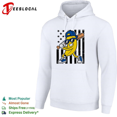 Banana baseball player sunglasses cartoon graphic shirt