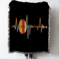 Banjo Heartbeat Bluegrass Woven Tapestry Throw Blanket with Fringe