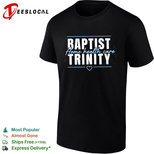 Baptist Trinity Home Health Care bold lettering business logo graphic shirt