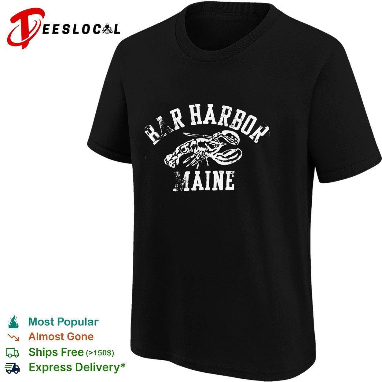 Bar Harbor Maine lobster yellow coastal beach vintage shirt