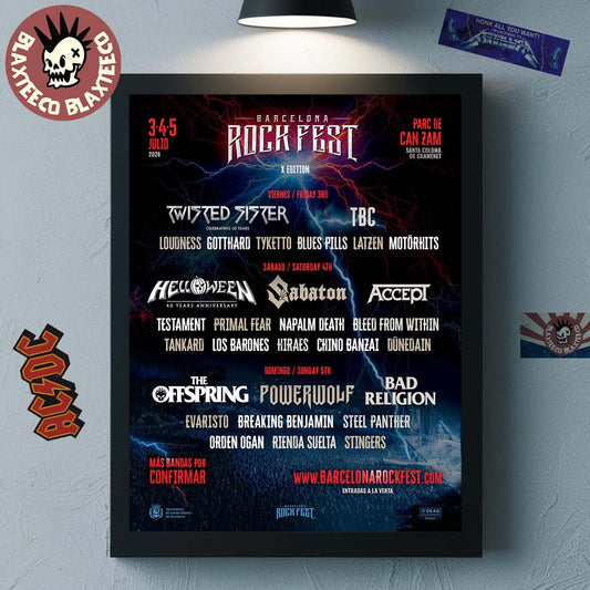 Barcelona Rock Fest 2026 Full Lineup At Parc de Can Zam In Santa Coloma de Gramenet On July 3 4 5 2026 Decor Poster Canvas