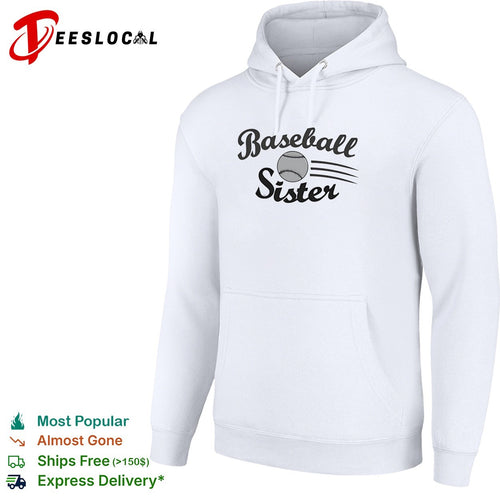 Baseball Sister sports design with flying ball motion lines print on a white shirt