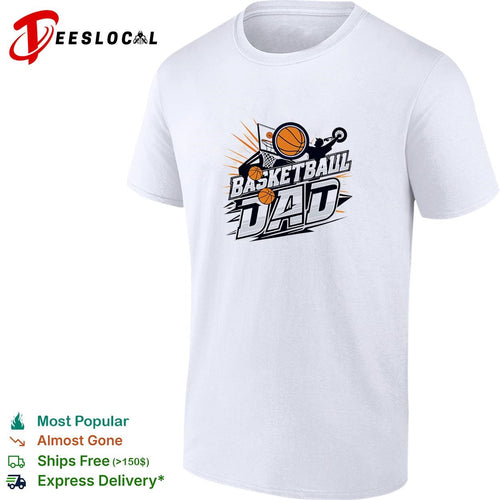 Basketball Dad bold action text hoop flying ball art shirt