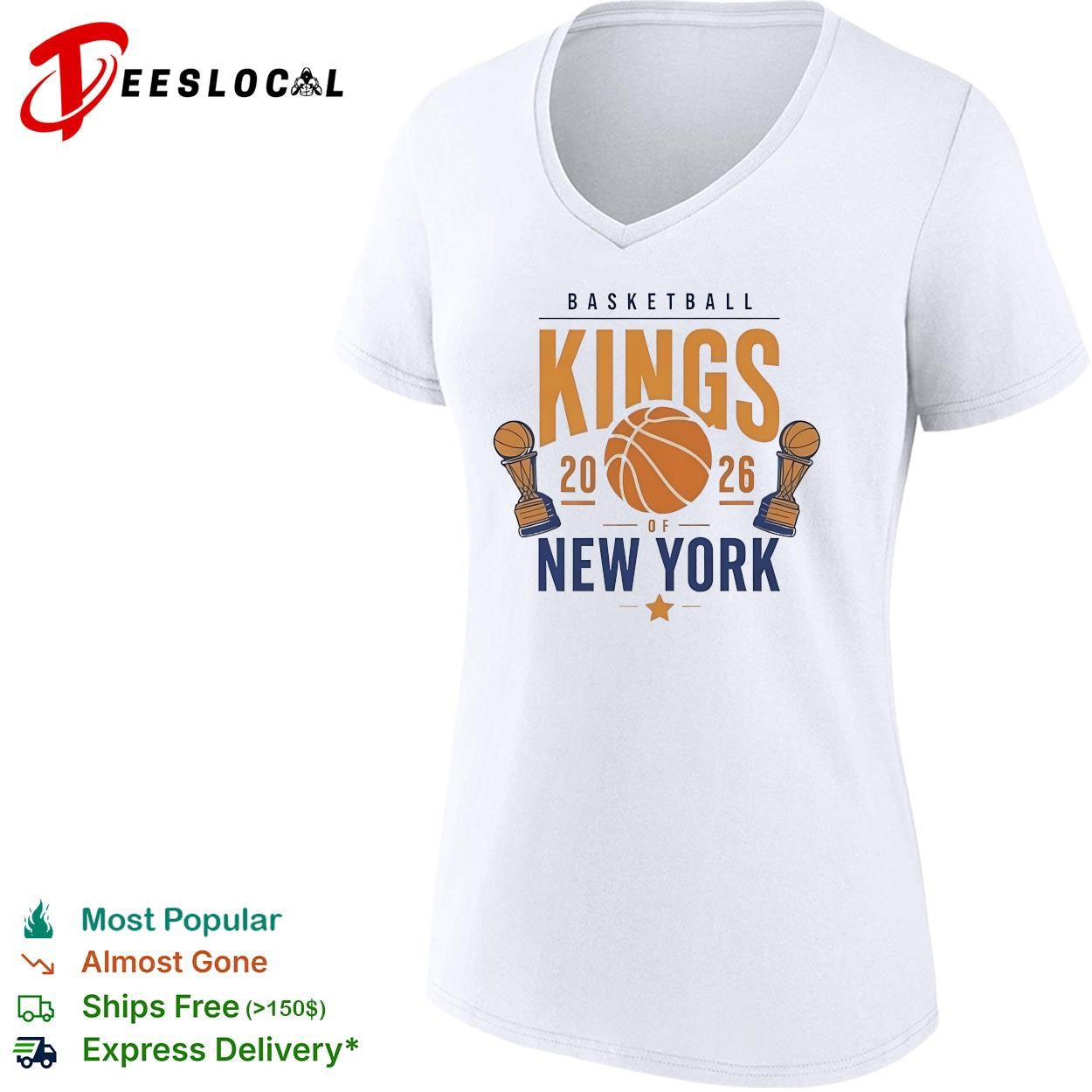 Basketball Kings of New York Knicks 2026 dual trophy logo shirt