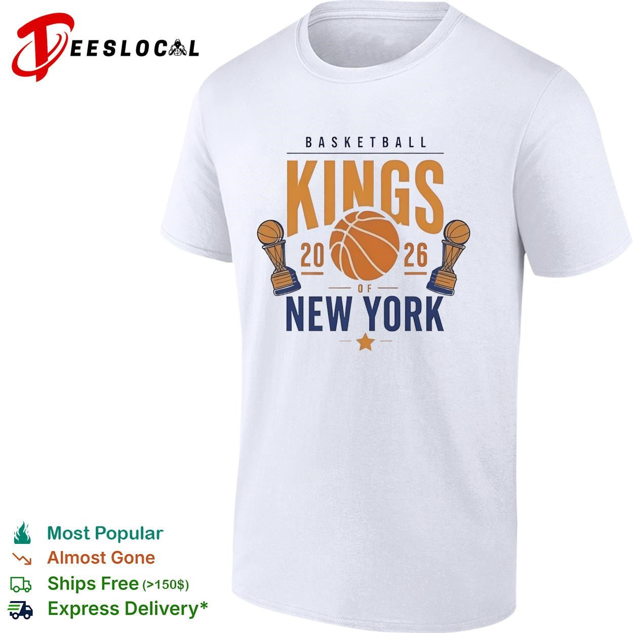Basketball Kings of New York Knicks 2026 dual trophy logo shirt