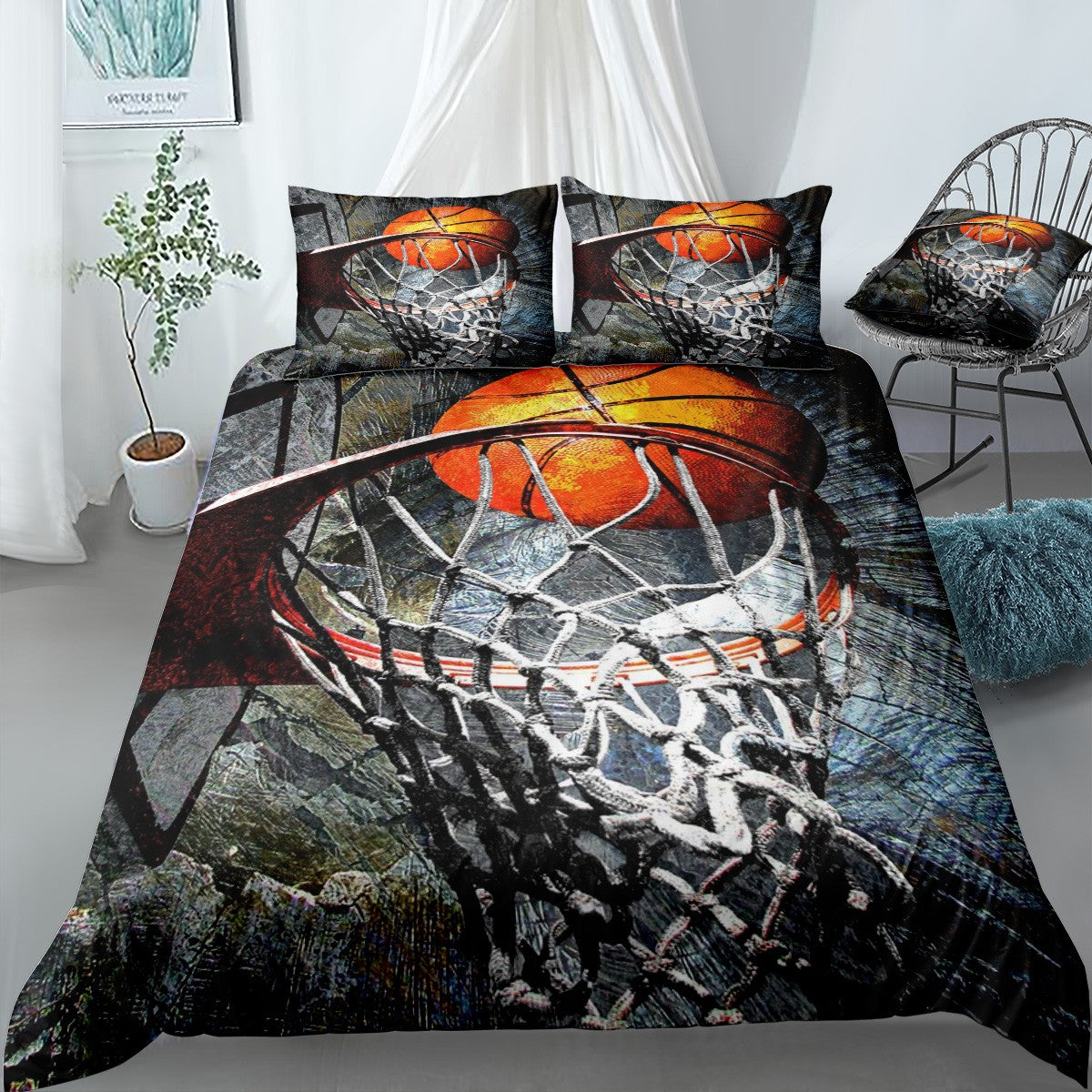 Basketball art print 116 Bedding Set (Duvet Cover & Pillow Shams)