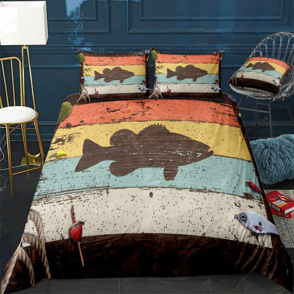 Bass Fishing Bedding Set (Duvet Cover & Pillow Shams)