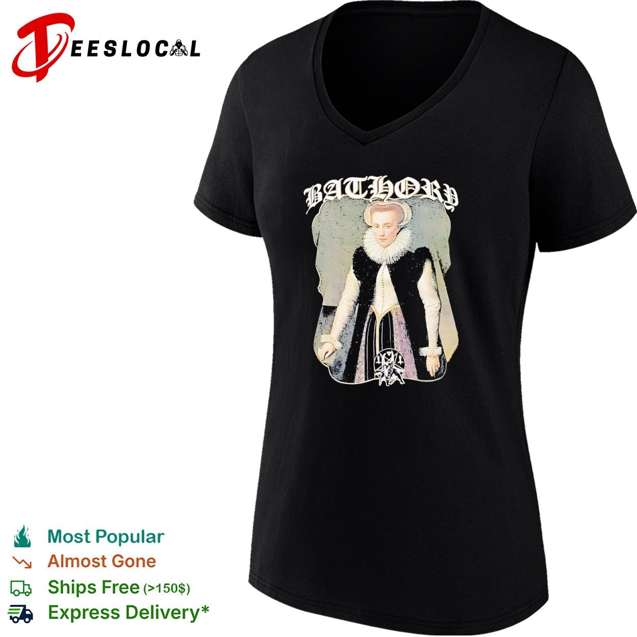 Bathory Elizabeth Bathory Heavy Metal Band Logo Goat Pentagram Black Metal shirt