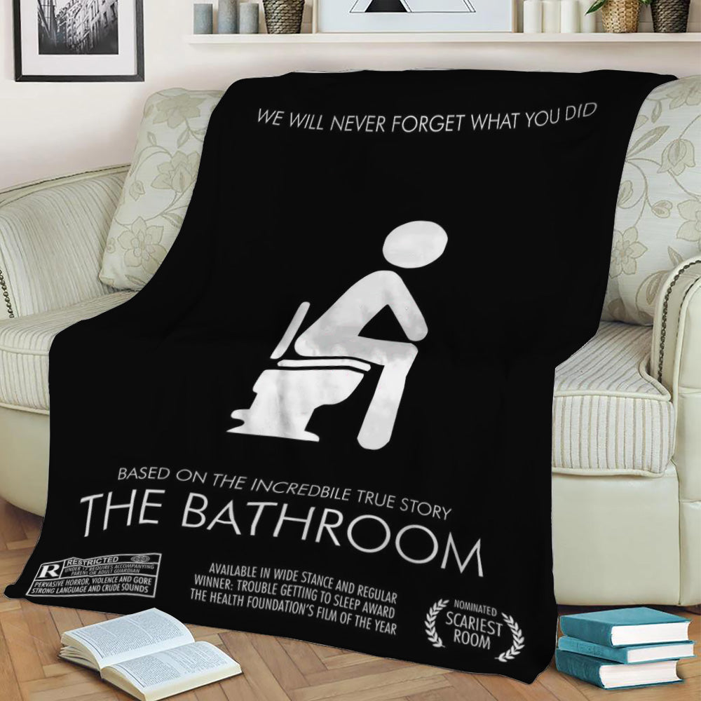 Bathroom Movie Funny Fleece Throw Blanket