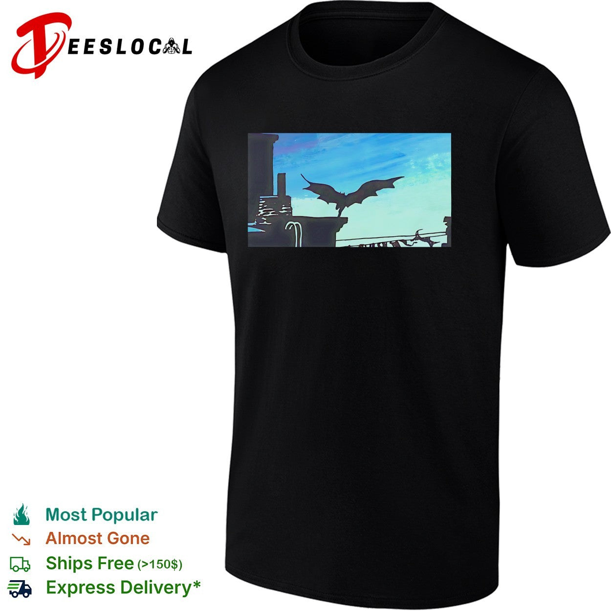 Batman Gotham City silhouette skyline comic book action hero night vigilante shirt