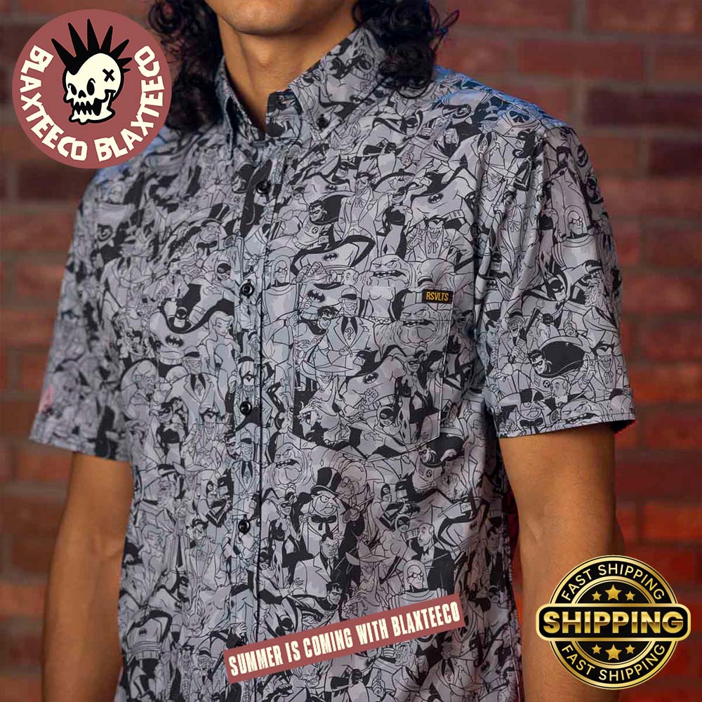 Batman RSVLTS The Animated Series Bat Noir Button Short Sleeve Hawaiian Shirt