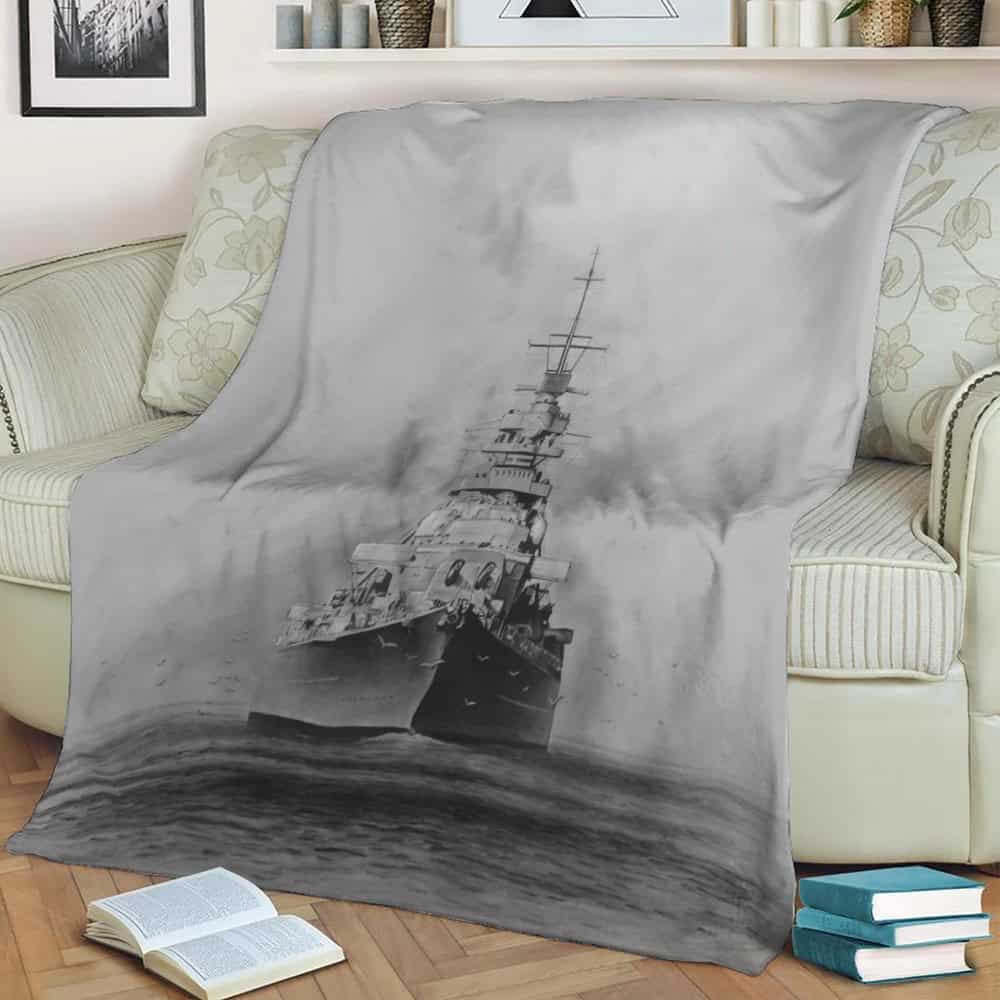 Battleship Bismarck Fleece Throw Blanket
