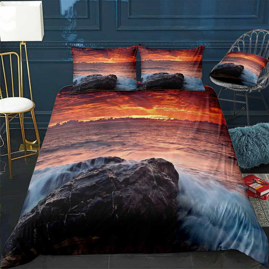 Beach Sunset Bedding Set (Duvet Cover & Pillow Shams)