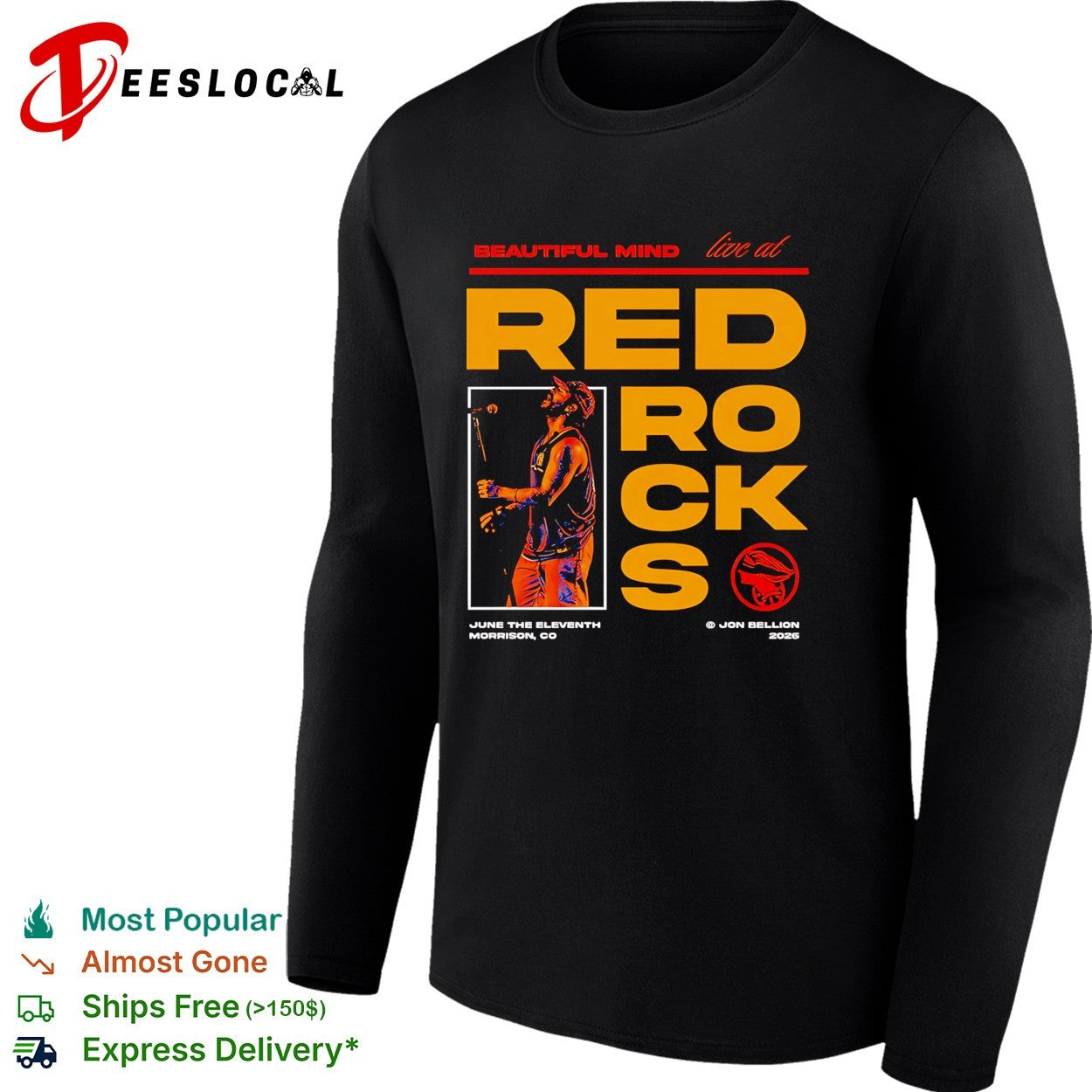 Beautiful Mind live Red Rocks Morrison Colorado June 11 2026 concert shirt