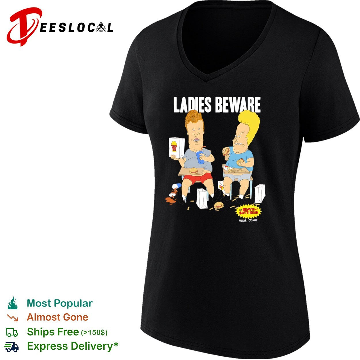 Beavis and Butt-Head Ladies Beware Mike Judge MTV animation shirt