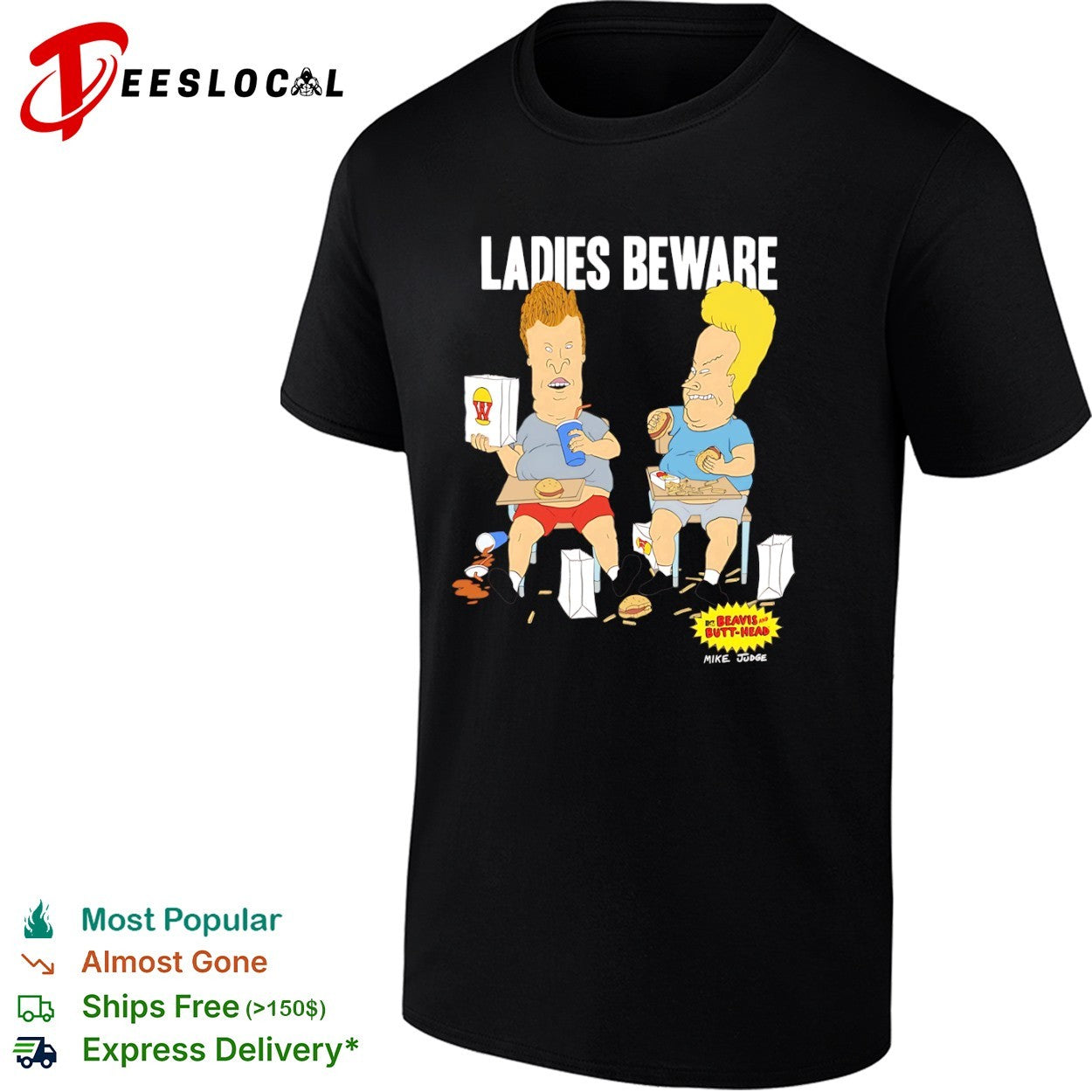 Beavis and Butt-Head Ladies Beware Mike Judge MTV animation shirt