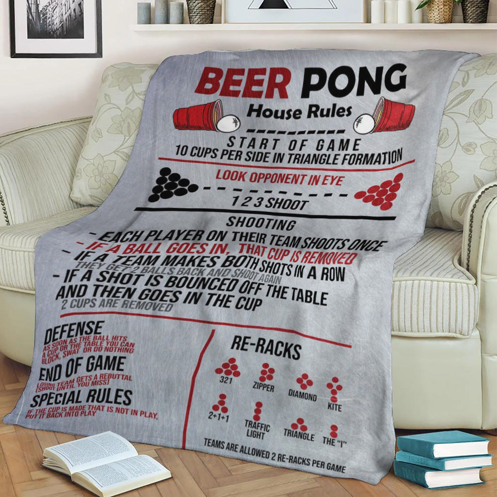 Beer Pong Rules Fleece Throw Blanket