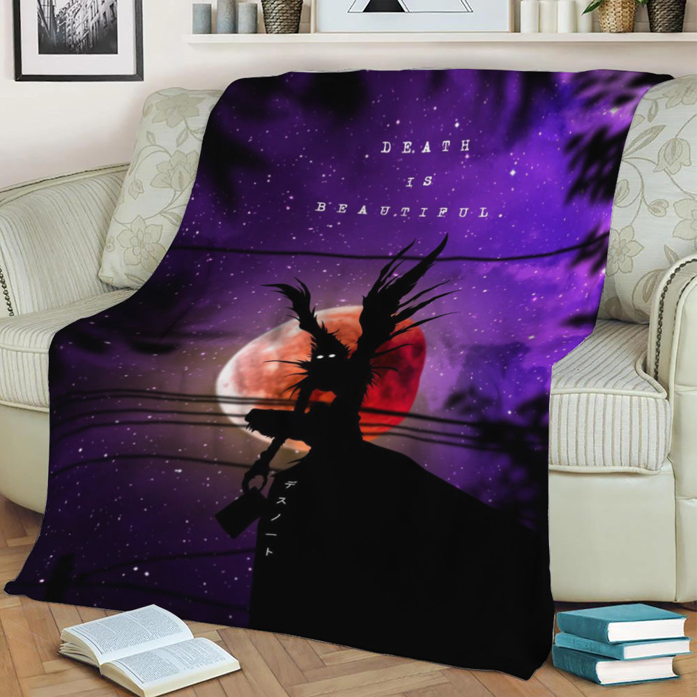 Anime Quotes Ryuk Fleece Throw Blanket