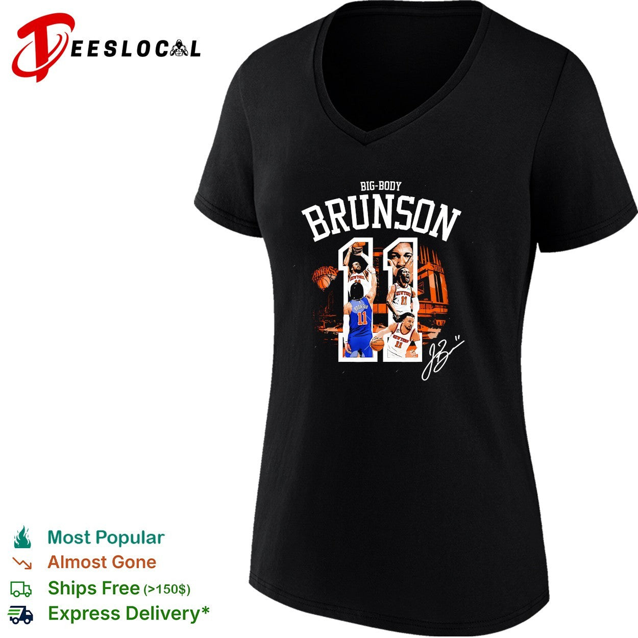 Big body Jalen Brunson New York Knicks number 11 action collage signature shirt