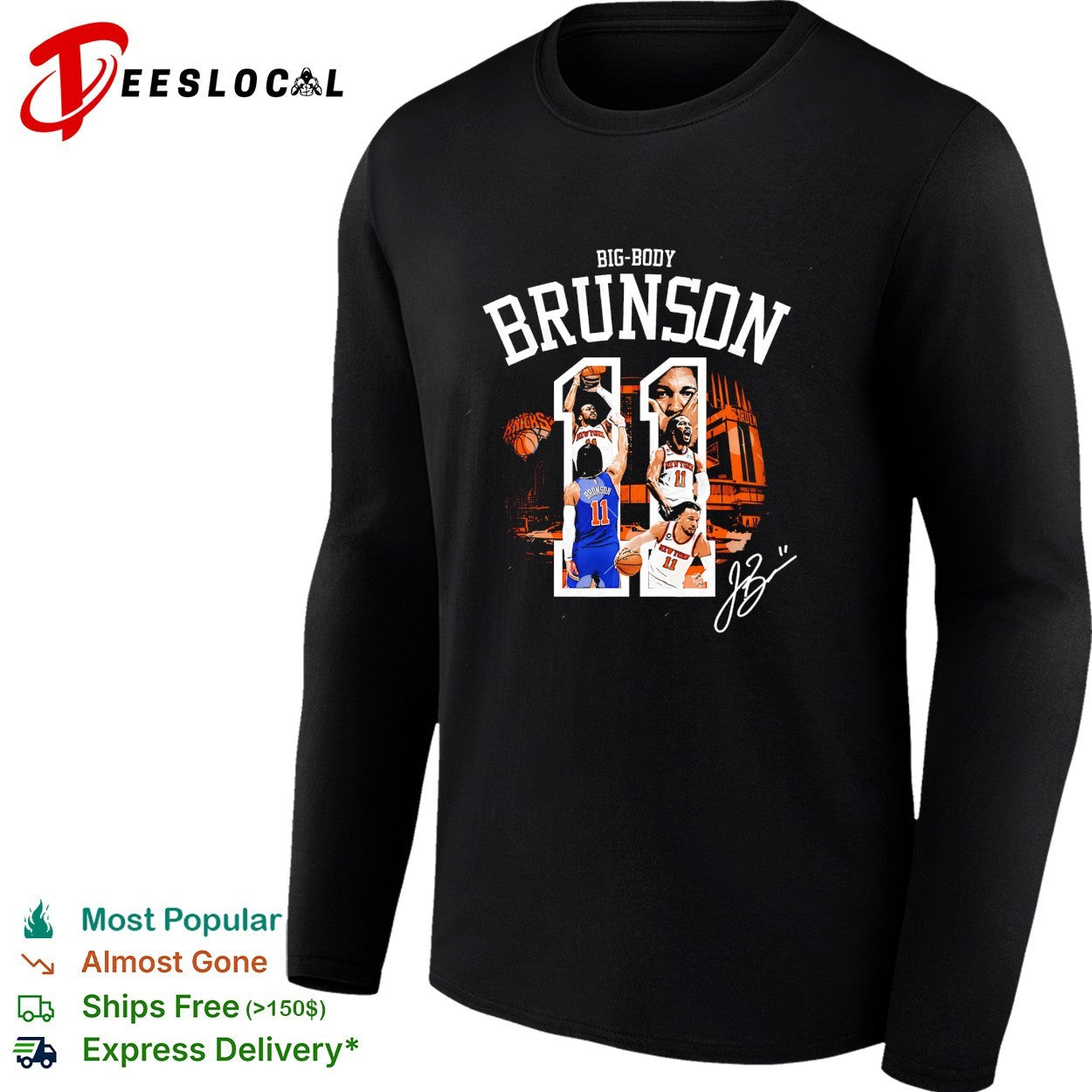 Big body Jalen Brunson New York Knicks number 11 action collage signature shirt