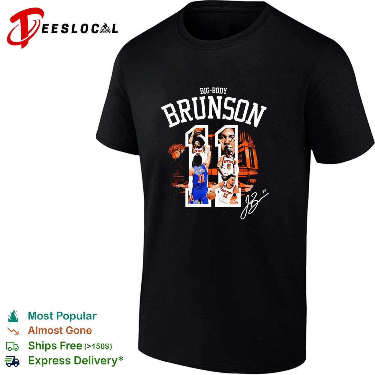 Big body Jalen Brunson New York Knicks number 11 action collage signature shirt
