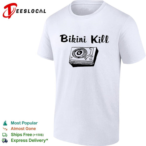 Bikini Kill Record Player Music Band Logo Print Essential Music Fan cotton shirt