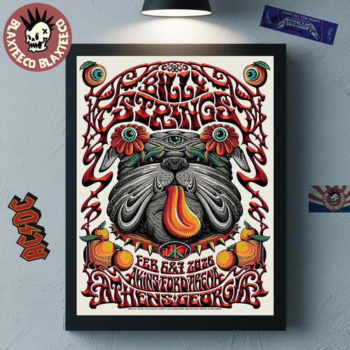 Billy Strings Athens Georgia 2026 Dual Night Poster At Akins Ford Arena On February 6 And 7 2026 Winter Tour Pitbull Floral Eye Art Poster Canvas