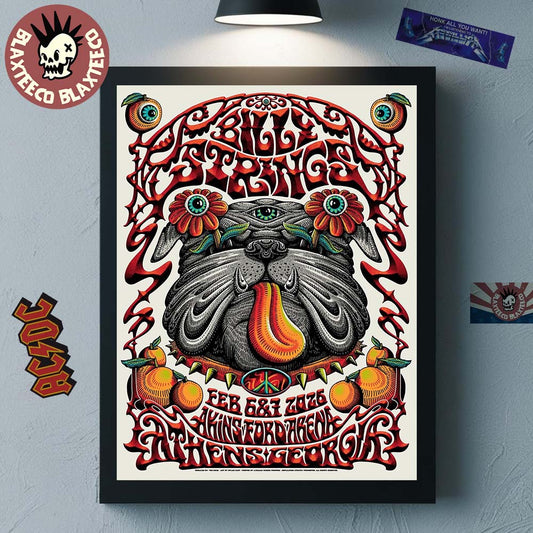 Billy Strings Athens Georgia 2026 Dual Night Poster At Akins Ford Arena On February 6 And 7 2026 Winter Tour Pitbull Floral Eye Art Poster Canvas