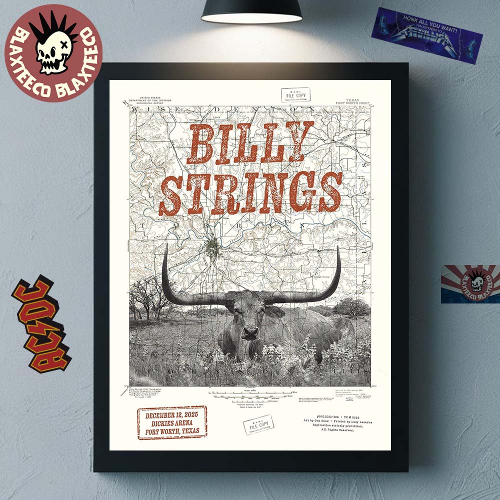 Billy Strings Fort Worth Texas 2025 Event Poster At Dickies Arena On December 12 2025 Home Decor Poster Canvas