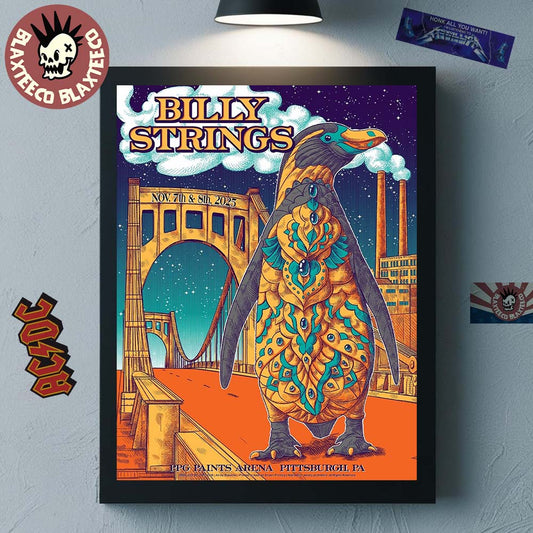 Billy Strings Pittsburgh Pennsylvania 2025 Event All Date Poster At PPG Paints Arena On November 7 And 8 2025 Penguin Art Home Decor Poster Canvas