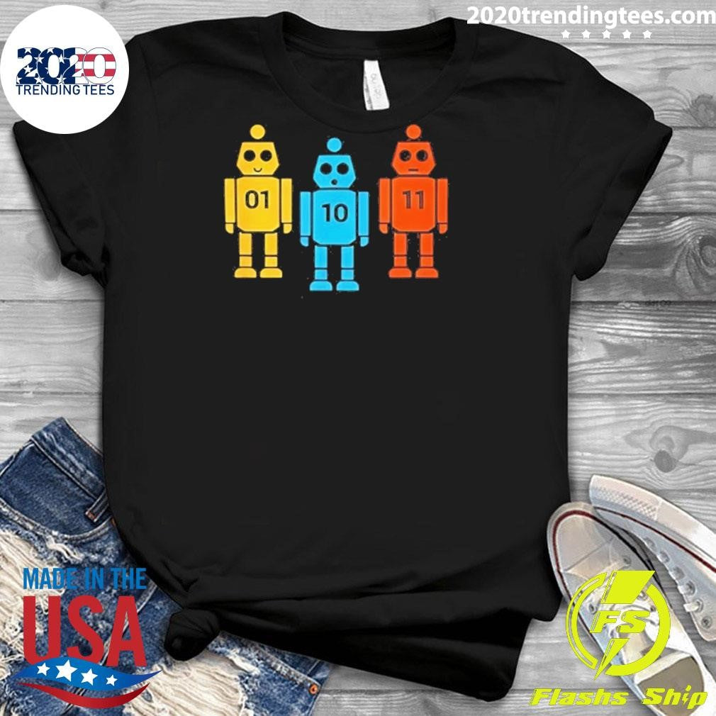 Binary 01 10 11 Robot Shirt