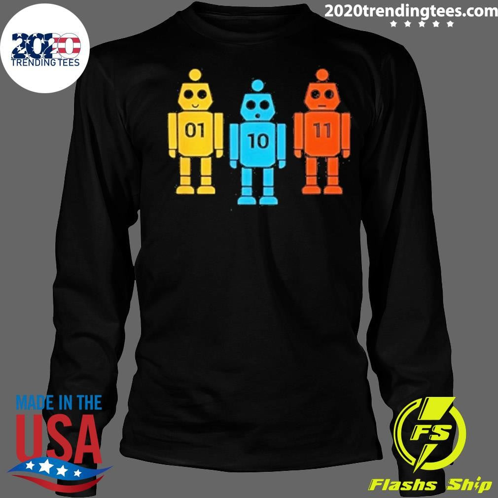 Binary 01 10 11 Robot Shirt