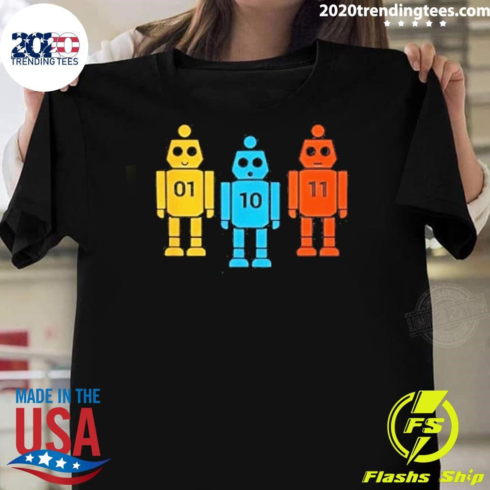 Binary 01 10 11 Robot Shirt