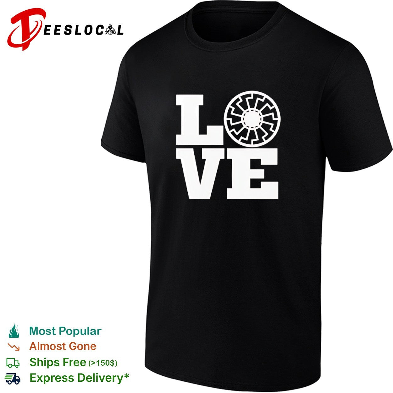 Black Sun Symbol LOVE Design Print Pattern Minimalist Aesthetic Symbolism shirt