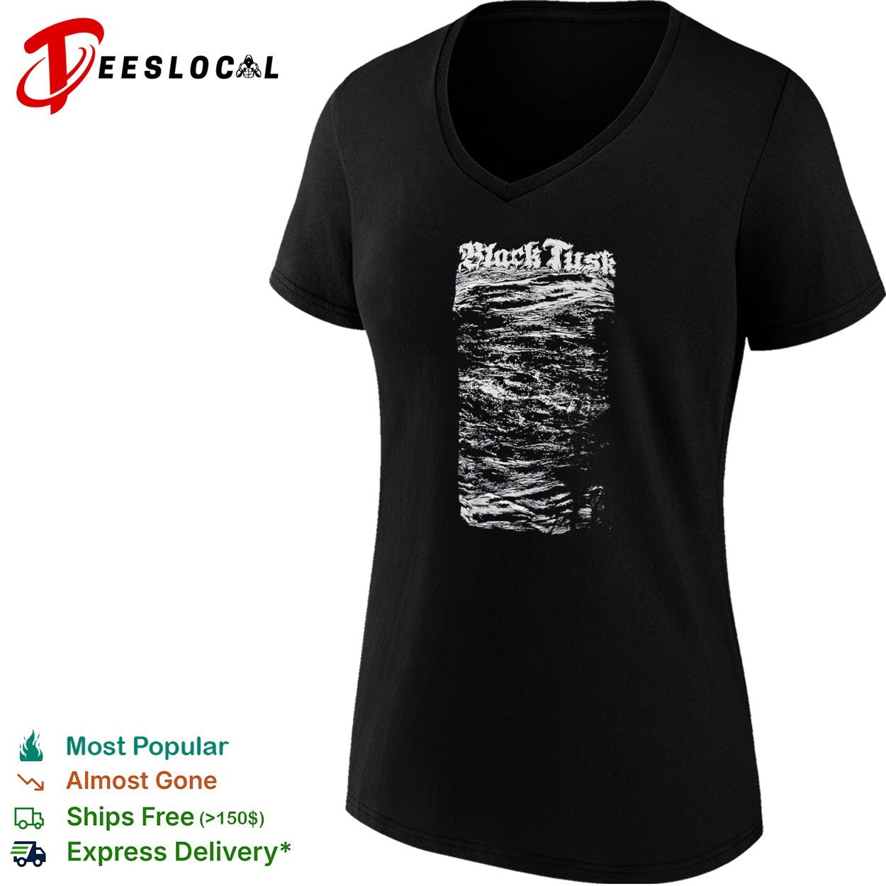 Black Tusk Band Logo and Abstract Wave Texture Heavy Metal Music shirt