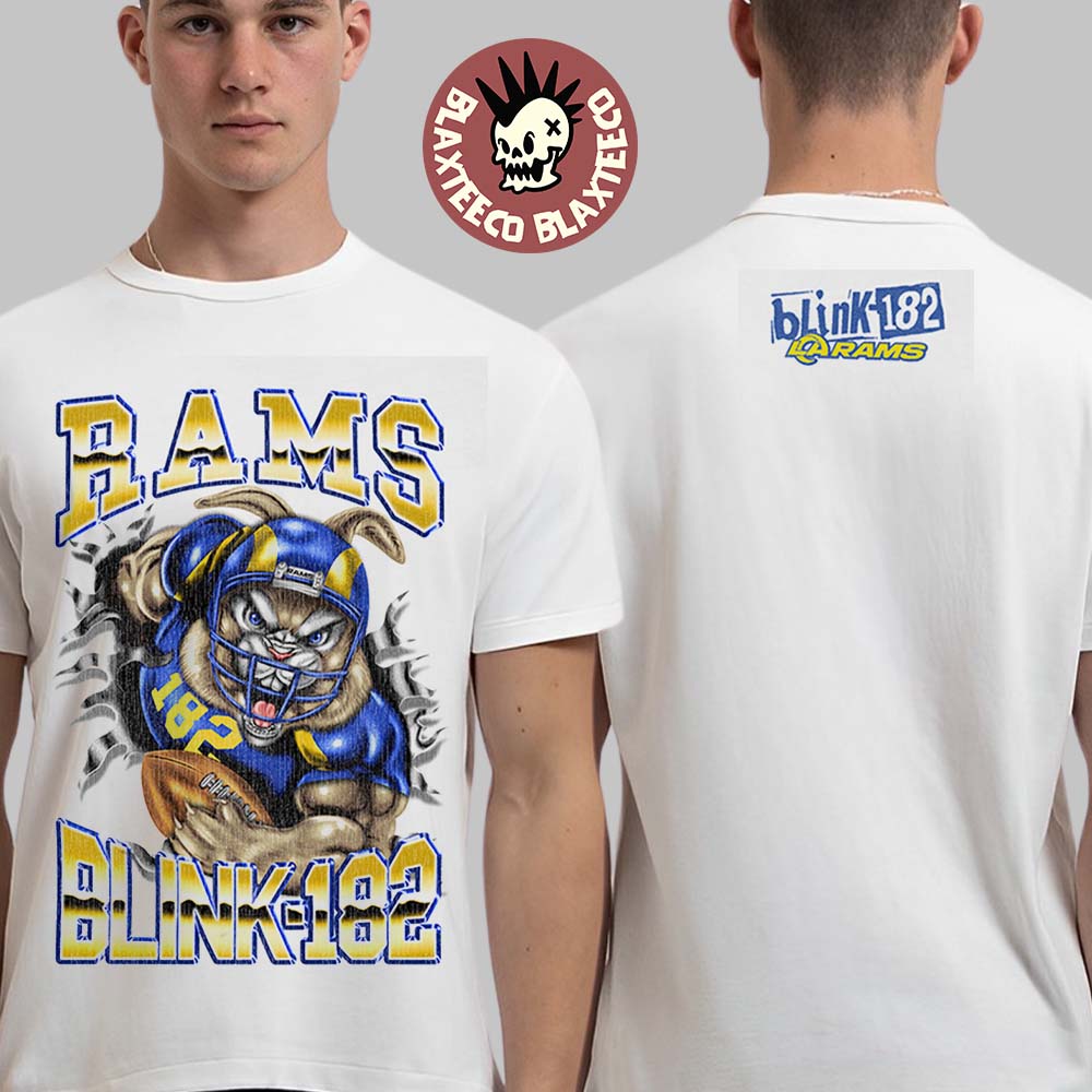 Blink 182 X Los Angeles Rams Touchdown Bunny Football Player White T-Shirt