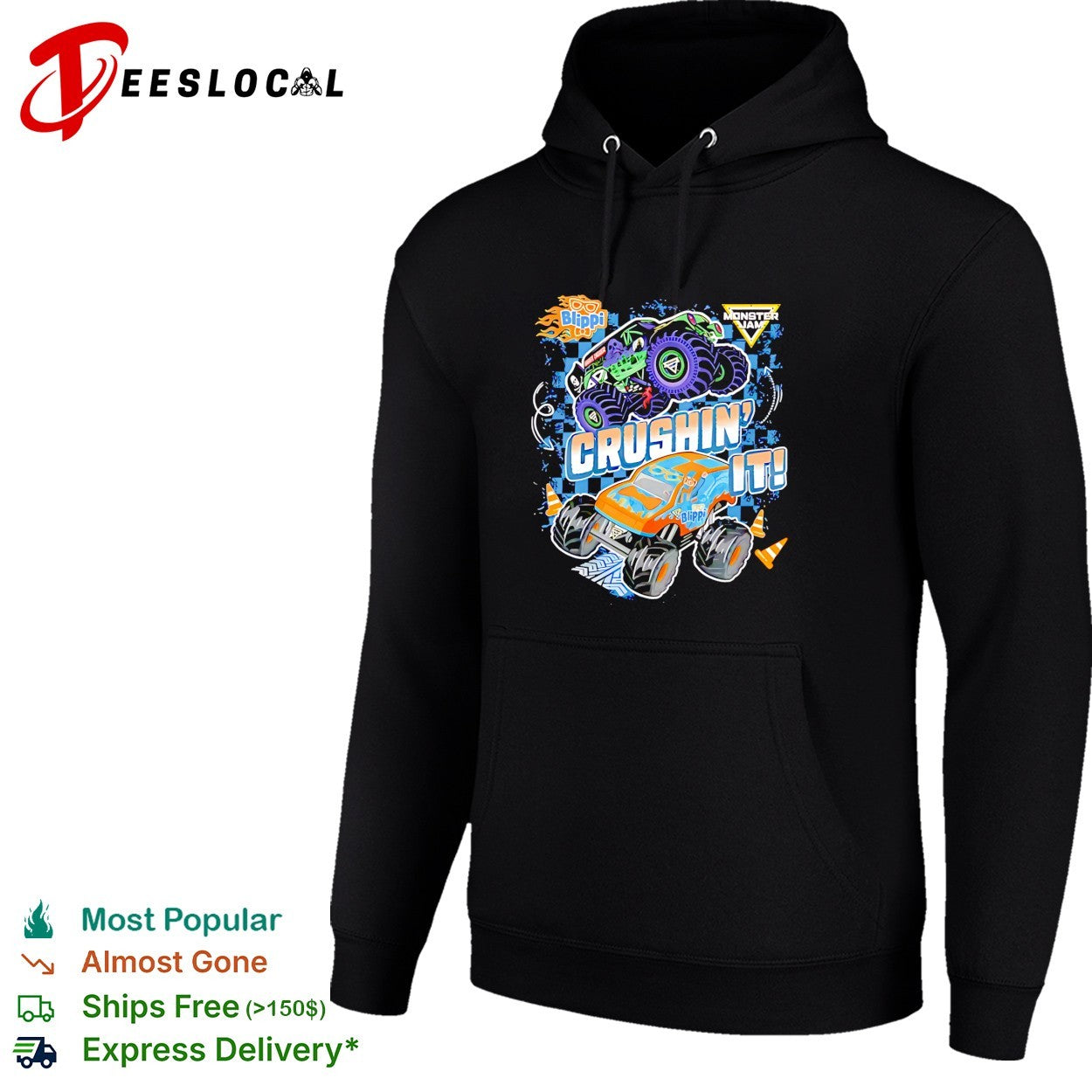 Blippi and Monster Jam Crushin It Grave Digger Monster Truck Officially Licensed shirt