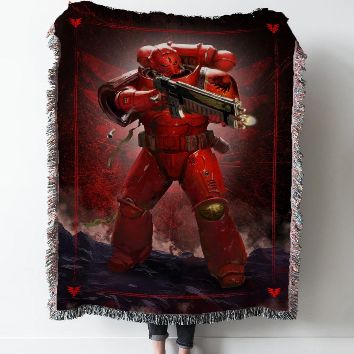 Blood Angels Intercessor Woven Tapestry Throw Blanket with Fringe
