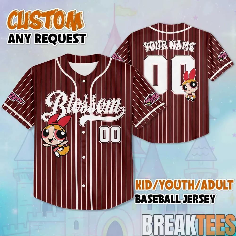 Blossom The Powerpuff Girls Baseball Jersey V1